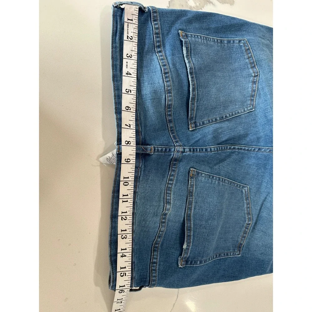 For The Republic Womens Cropped Flare Jeans Blue Raw Fringe Hem Size 12 - Picture 4 of 5